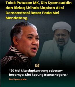 Demo ini tujuan untuk menyampaikan aspirasi dari para tokoh dan politik yang sekiranya belum terkabul penyampaian aspirasinya.